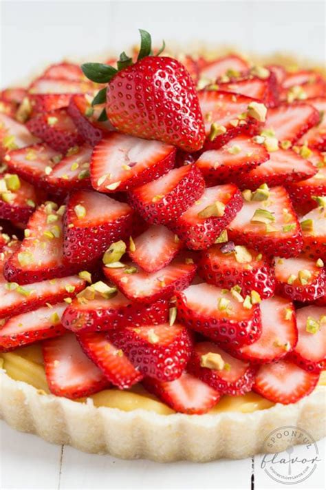 No Bake Strawberry Pistachio Cardamom Tart