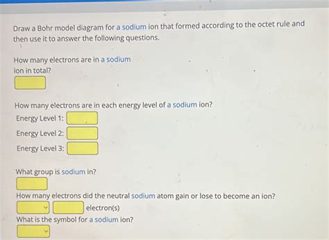 Solved: Draw a Bohr model diagram for a sodium ion that formed ...