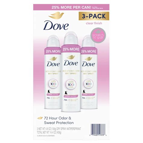 Dove Advanced Care Clear Finish Antiperspirant Spray 48 Ounce Pack Of 3