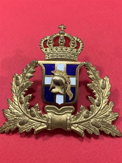 GREEK ARMY OFFICER CAP BADGE -EMBLEM INSIGNIA KINGDOM TIME RARE - Medals, Pins & Ribbons