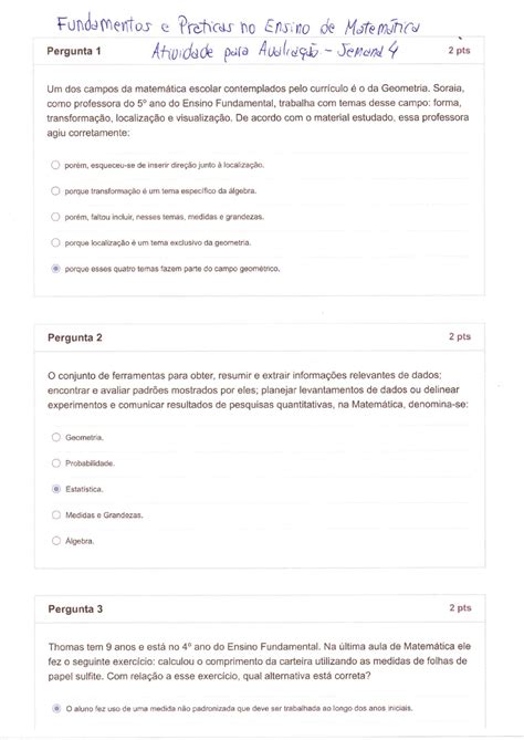 Fundamentos e Práticas no Ensino de Matemática Atividade para