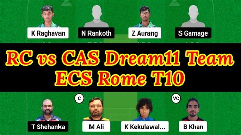 RC Vs CAS Dream11 Prediction RC Vs CAS Dream11 Team RC Vs CAS Dream