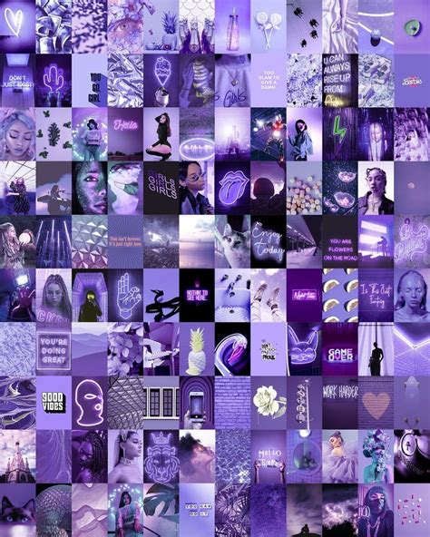 DIGITAL 120pcs Purple Aesthetic Wall Collage Kit Purple Wall Collage