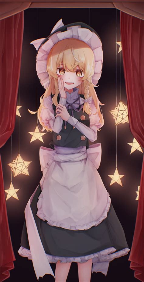 Taguno Kirisame Marisa Touhou Commentary Request Highres Girl Apron Black Vest Blonde