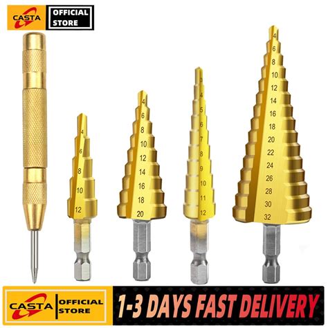 Casta Hss Straight Groove Step Drill Bit Titanium Coated Wood Metal