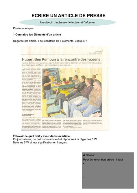 Pdf Fiche L Ve Ecrire Un Article De Presse Dokumen Tips