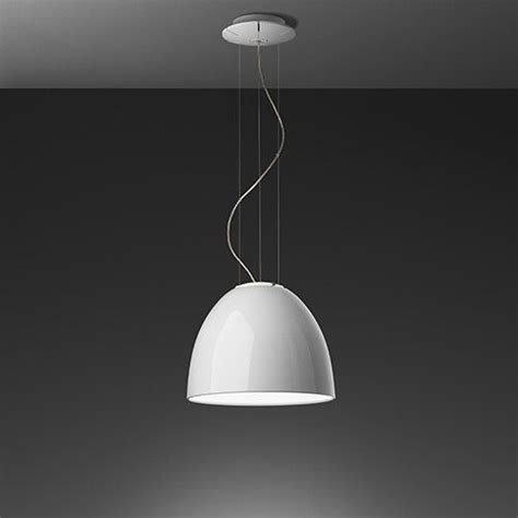 Nur Mini 1 Light Led Dome Pendant Artemide Finish Polished White Geometric Pendant Light