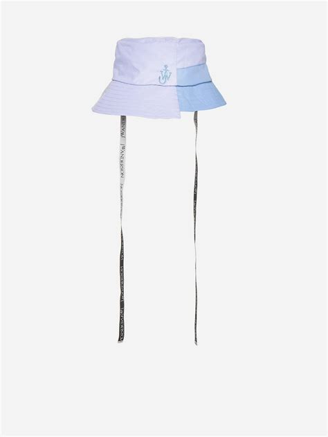 Jw Anderson Logo Asymmetric Bucket Hat In Blue For Men Lyst