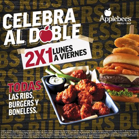 En Applebees 2x1 En Ribs Burgers Y Boneless De Lunes A Viernes En