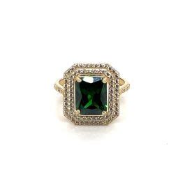 Inel Cu Piatra Verde Din Aur Galben 14K Green Stone Ring