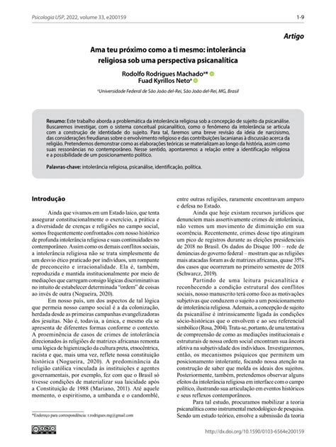 PDF Ama teu próximo como a ti mesmo intolerância religiosa sob uma