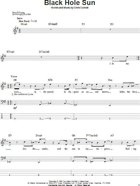 Black Hole Sun Bass Tab Zzounds