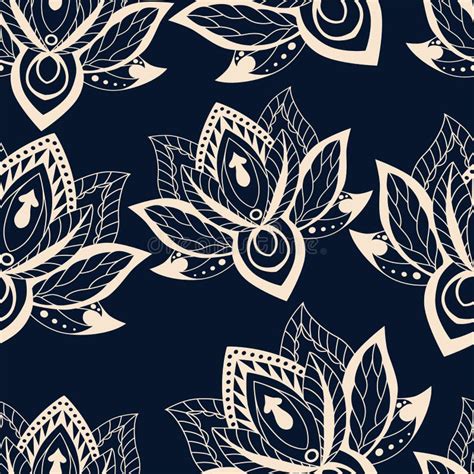 Vector Abstract Seamless Pattern With Lotus Flowers Abstract Vector