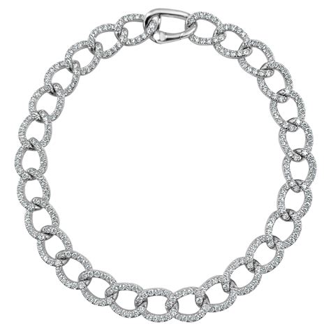 40 Carat Art Deco 14 Karat White Gold Diamond Link Bracelet At 1stdibs