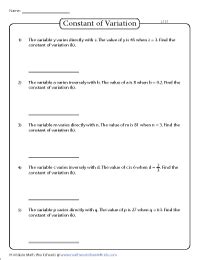 Direct Variation And Inverse Variation Worksheets