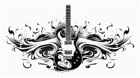 Uma Guitarra Preta E Branca Um Desenho Que Diz Guitarra Vetor