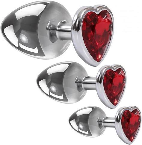 Adam Eve Three Hearts Gem Metal Anal Plug Set In Graduated Sizes Walmart