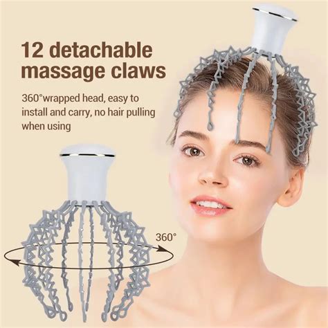 6 Modes Rechargeable Electric Head Massager Vibration Head Scratcher 12 Claws Head Massager For