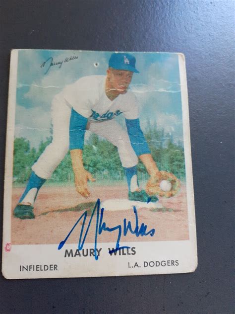 Maury Wills Signed 1962 Bell Brand Los Angeles Dodgers Card Autograph ...