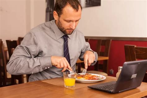 Businessman Eats In Restaurant Stock Image Everypixel