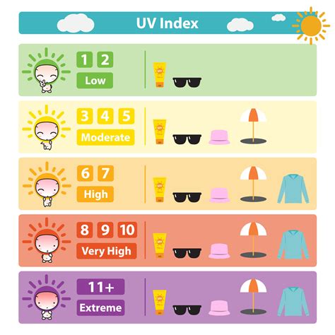 Infographic Of Uv Index Guideline To Sun Protection Vector On White