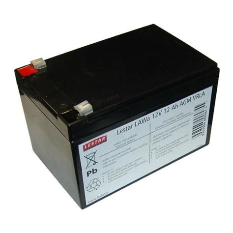 Batterie Rechargeable 12V 12AH AGM LESTAR Lawa VRLA Noir 1 An