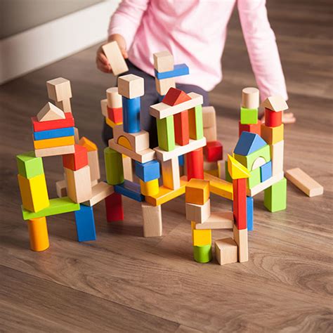 TimberBlocks 100 Piece Wooden Block Set Building Construction