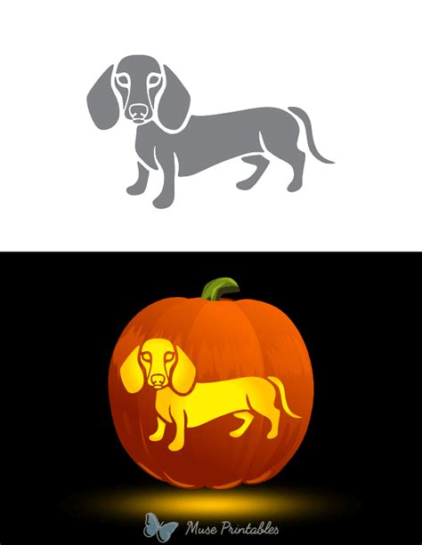 Printable Adorable Dachshund Pumpkin Stencil