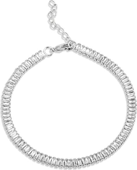 Savvy Cie Rhodium Baguette Anklet ShopStyle Bracelets