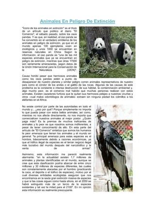 Animales en peligro de extinción PDF Descarga Gratuita