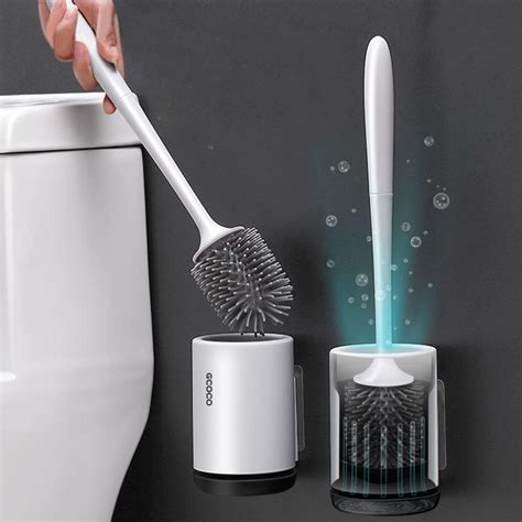 Ecoco Silicone Toilet Brush Soft Bristle Wall Mounted Bathroom Toilet