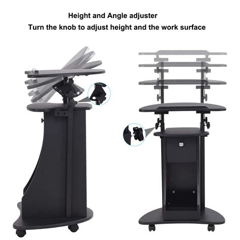 Tangkula Laptop Cart Adjustable Height And Swivel Top Lectern Podium