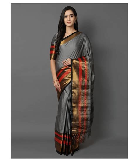 Awesome Grey Cotton Silk Saree Buy Awesome Grey Cotton Silk Saree