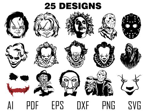 Horror Svg Movie Characters Svg Bundle Halloween Svg Etsy