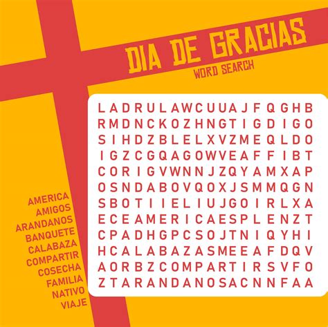 Spanish Thanksgiving Word Search Printable Word Search Maker