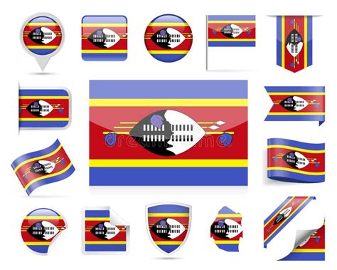 Swaziland Flag Vector Set stock illustration. Illustration of national ...