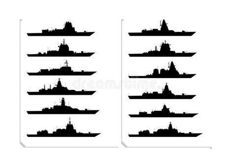 Warship Silhouette Set Naval Ship Collection Naval Ships From The