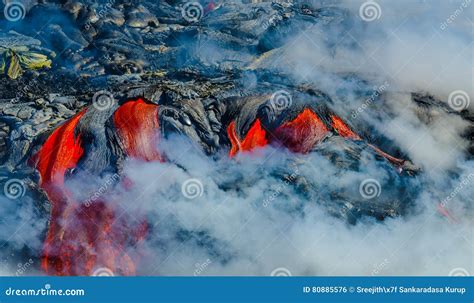 Kilauea Volcano Lava Flow stock photo. Image of travel - 80885576