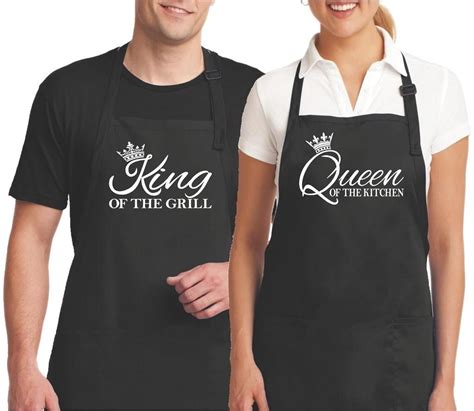 King And Queen Matching Aprons His And Her Set Of 2 Couples Aprons