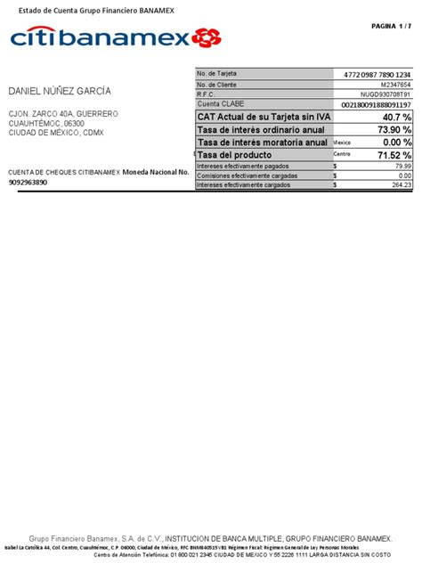 Estado De Cuenta Banamex Descargar Gratis Pdf Tarjeta De Crédito