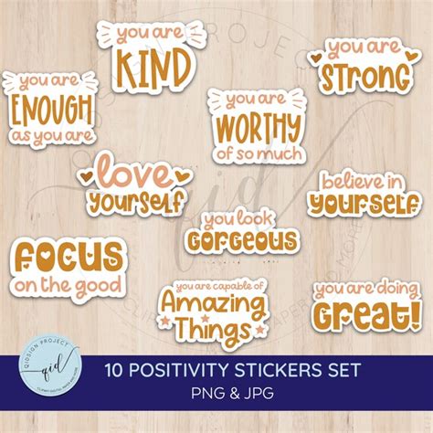 10 Positivity Stickers, Laptop Stickers, Motivational Stickers, Planner Stickers, Quotes ...