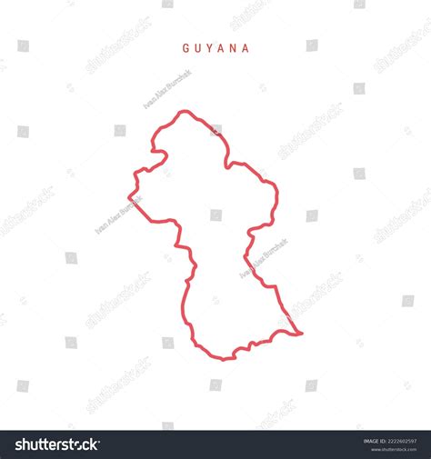 Guyana Outline Map Guyanese Red Border Stock Illustration 2222602597 ...