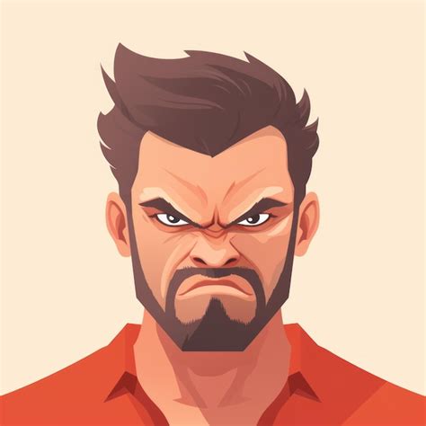 Premium Photo Angry Man Flat Minimalistic Animation AI Generated