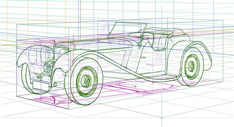 Lizalot Draws - Vintage Car Perspective Drawing