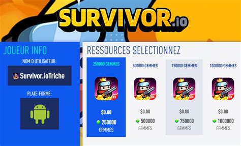 Survivor Io Triche Astuce Gemmes Et Or Gratuit Android IOS