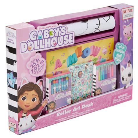 buy gabbys dollhouse roller art desk set  kids travel coloring