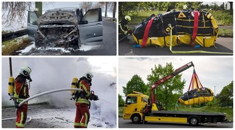 Brennende E Autos Löschsack soll Feuerwehren helfen