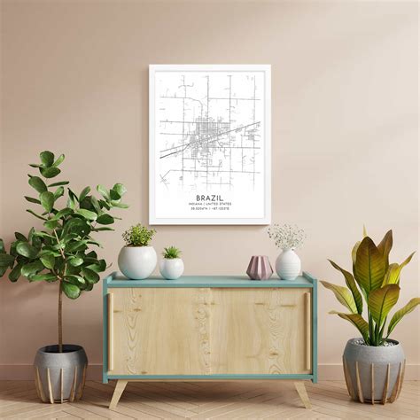 Brazil Indiana Map Poster, Modern Home Decor Wall Art Print - Custom Maps & Posters