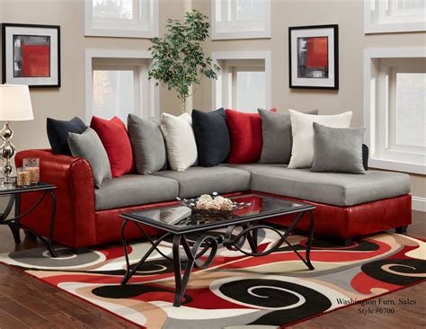 6700 Washington Victory Lane Dolphin Trapper Red Sectional Red Living