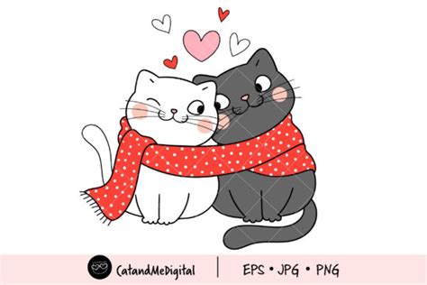 Cat Love Valentine Clipart Graphic By Catandme · Creative Fabrica